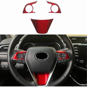 3PCS ABS Red Steering Wheel Button Cover Sticker Interior Decoration Sticker Accessories Trim for Toyota Camry 2018 2019 2020 2021 2022 2023 2024,for Toyota Avolon 2019 2020 2021 2022 in Kuwait