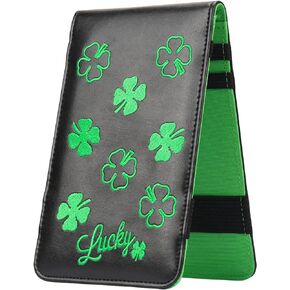 BIG TEETH Golf Scorecard Holder Yardage Book Cover Golf Scorecard Book, Lucky Clover Golf Accessories Keep Golf Yardage Book, Golf Yardage Book Cover with a Free Pencil Fits Your Back Pocket