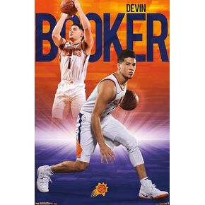 Trends International NBA Phoenix Suns-Devin Booker 18 Wall Poster, 22.375" x 34", Bronze Framed Version