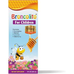 BRONCOLITO Honey Syrup for Children – Elder Flower, Licorice, Mullein and Eucalyptus – Natural Sweet Taste – 8 FL OZ (Dietary Supplement)