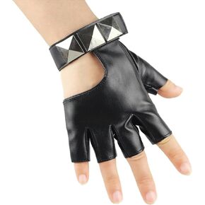 Long Keeper Fingerless PU Leather Women Gloves Punk Black Half Finger Motorcycle Gloves Dancing Performance Gloves