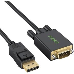 كابل DisplayPort إلى VGA بطول 3 أقدام، سلك محول Display-Port DP إلى VGA ذكر مطلي بالذهب متوافق مع Dell وHP Lenovo وASUS والمزيد - أسود in Kuwait
