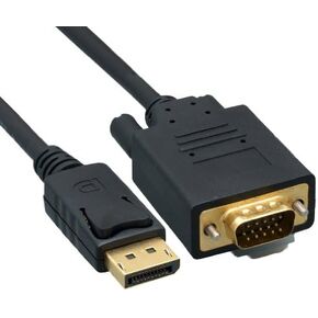 CableWholesale DisplayPort (DP) to VGA Adapter Monitor Cable - HD 1080p DisplayPort (DP) Male to VGA Male, Gold Plated Connector, Black, 3 feet