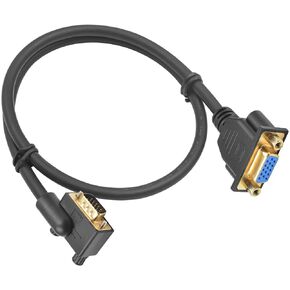 Poyiccot VGA Extension Cable 1.5FT, Right Angle VGA Male to Female Cable, 90 Degree VGA 15 Pin Adapter, VGA Extender Cable Support 1080P Full HD for PC Laptop TV Projector