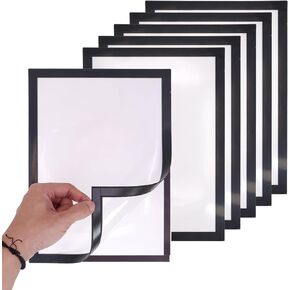 إطار صورة مغناطيسي بحجم حرف A4 من DGQ مع إطارات صور بحدود سوداء، 6 قطع إطار عمل فني ذاتي اللصق، حامل علامات مغناطيسية in Kuwait