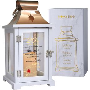 20th Wedding Anniversary Lantern, Best 20th Anniversary Wedding Gifts for Couple Parents Wife Husband Golden 20 Years of Marriage for Him Her, Unique 20th Wedding Anniversary Ideas