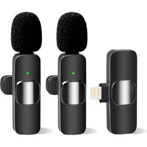 2 حزمة من الميكروفون اللاسلكي Lavalier Lapel لأجهزة iPhone ipad، ميكروفون لاسلكي صغير بمشبك لتسجيل الفيديو iPhone/المقابلات/YouTube/Vlog/البث المباشر/Tiktok/منشئ المحتوى in Saudi Arabia
