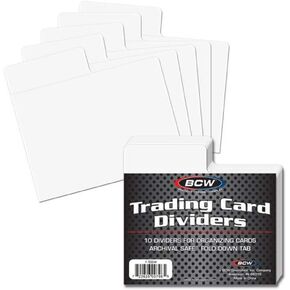 BCW Horizontal Trading Card Dividers - 10 ct | Archival Quality, Write-On Index Tab, 3 11/16 X 2 11/16 Inches | Fits Single Row Card Boxes| Card Collection Organizer Dividers