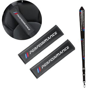 2 قطعة وسائد حزام مقعد السيارة وسادة الكتف شعار مطرز من ألياف الكربون نمط وسادات حزام مقعد السيارة غطاء حزام الأمان وسادة 1 قطعة حزام الرقبة سلسلة مفاتيح قصيرة in Kuwait