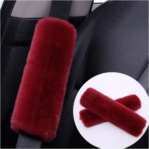 2PCS Fluffy Car Seatbelt Covers - Soft&Comfortable Plush Seat Belt Cushion Protects Shoulder - Universal Seat Belt Covers for Adults or Children Fits Car Truck SUV Van RV (Black/2pcs)