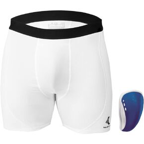 Mueller Flex Shield Cup with Support Shorts: Youth Regular (Blue)