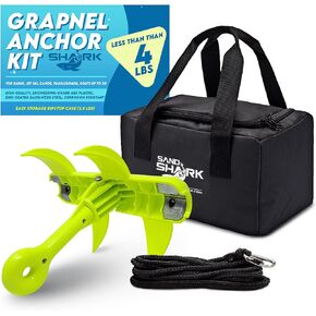 SandShark JAWS Folding Grapnel Anchor Kit, 25–28ft Bungee Line, Easy Storage Rip-Stop Case, JetSki Anchor, Boat Anchor, Kayak Anchor, Canoe Anchor , Paddleboard Anchor, High-Strength ABS Plastic.