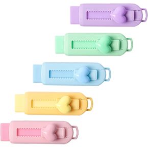 5 Pack Sliding Retractable Pencil Eraser with Plastic Sleeve, Large White Erasers for School Office, Art Erasers for Drawing