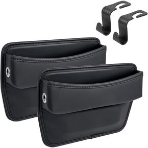 Car Seat Gap Filler pack of 2 Car Leather Organizer Accessories Between Seats Adjustable Stop Drop Car Seat Organizer and Front Seat Storage Box for Phones,Glasses,Wallet, Cards and Keys