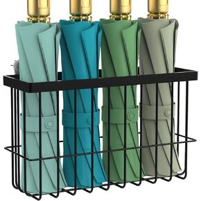 Umbrella Stand for Entryway, Metal Umbrella Holder Wall Mount, Indoor Umbrella Storage Organizer Rack for Home, Office, Hallway (Black)