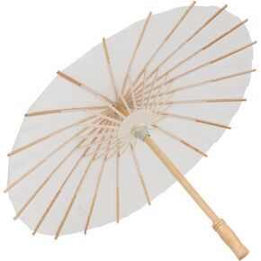 Paper Umbrella Decor, Classic White Color DIY Paper Umbrella Parasol Wedding Bridal Party Decor Photo Prop for Wedding Parties Photography Costumes Cosplay Decoration(Approximately 29.5cm in diameter)