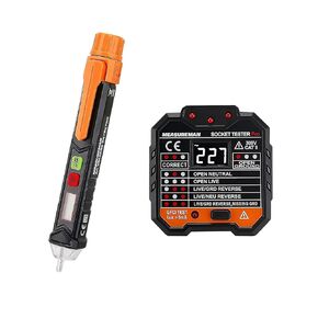 MEASUREMAN Electrical Test Kit, Non-Contact Detector, AC Voltage Tester Pen/Socket Tester, GFCI Outlet Tester, Live/Null Wire Judgment