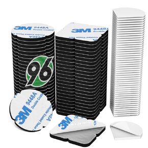 Double Sided Mounting Pad: Heavy Duty Adhesive Foam Strips for Sticky, Thick & Strong Bond on Smooth Surfaces for Car Number Plate, Kitchen Utensils, and More - 96 Round & quarter round Pads