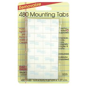 Magic-Mounts Removable Tabs, 0.5" x 0.5", 480 Per Pack, 3 Packs