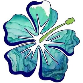 Hibiscus Tropical Flower Stickers Decal for Car, Large Hawaiian Flower Holographic Vinyl Sticker for Trunk, Window, Bumper, Side, 6 x 6 in (Blue)