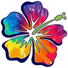 Hibiscus Tropical Flower Stickers Decal for Car, Large Hawaiian Flower Holographic Vinyl Sticker for Trunk, Window, Bumper, Side, 6 x 6 in (Blue)