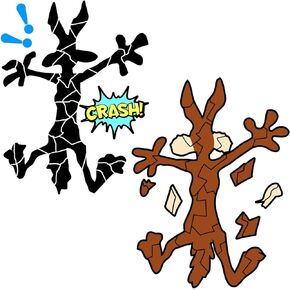 2 Pcs 10" 6.1" Reflective Scratch and Dent Fix Car Sticker, Funny Cartoon E Coyote Splash Into Pieces, Bumper Stickers for Jeep, Truck, Motorcycle, Laptop, Skateboard, Window Decals Band-Aid Stickers
