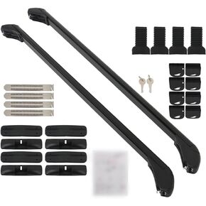 2Pcs 43 Inch Universal Car Top Roof Cross Bar Luggage Cargo Rack Adjustable Window Frame Aluminum Black