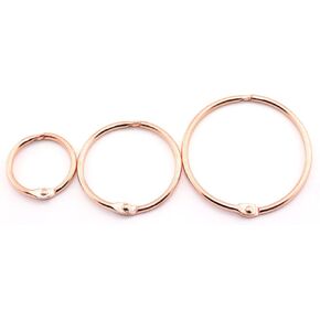 50pcs 1" 1.5" 2" Rose Gold Book Ring Assorted Kit Metal Loose Leaf Book Binder Hinged Buckle Rings Scrapbook Sketchbook Craft Photo Album DIY Binding Ring 25/38/51mm