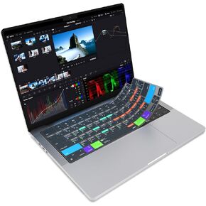 JCPal Davinci Resolve Shortcut Guide Keyboard Cover for 2021/2023 M1/M2/M3 Apple MacBook Pro 14 inch and MacBook Pro 16 inch, 2022/2024 MacBook Air 13 inch, 2023/2024 MacBook Air 15 inch (US-Layout)