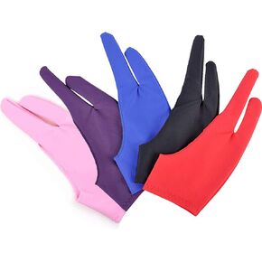 5 Pieces Artist Glove for Drawing Tablet, Two-Finger Tablet Drawing Gloves, Digital Artist Gloves for Graphics Pen Drawing Tablet Monitor Painting, Artist Glove for Right Hand and Left Hand