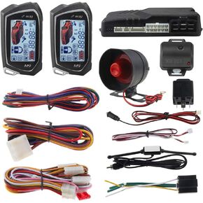 EASYGUARD EC201-M9 2 Way Car Alarm System with 1.73 inch Big LCD Pager Display Remote Starter Turbo Timer Mode Shock Warning DC12V