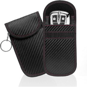 2 Pack Double-Layers Of Carbon Fiber Material Anti-Theft Faraday Pouch, Faraday Bags RFID Faraday Pouch Car Key Fob Blocking Pouch, Upgraded Faraday Bag For Key Fob