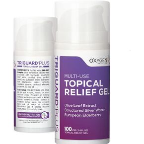 TriGuard Plus Colloidal Silver Topical Recovery Gel by Oxygen Nutrition | Natural Structured Silver Water & European Elderberry 3.4oz / 100ml