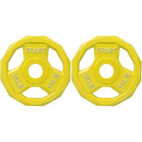 Color Coded Weight Plate 2-Inch Cast Iron Tri-Grip Plate for Barbell,Solid Cast Iron Olympic Weight Plates for Strength Training, Weightlifting, Crossfit, 2.5/5/10/15/25/35/45LB, Single/Pair/Set