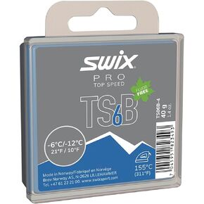 TS06B - TOP Speed Wax - TS6B Black - Dirty Snow - 10 to 21 Degrees Fahrenheit - 40g Bar - Fluoro Free - FIS Approved
