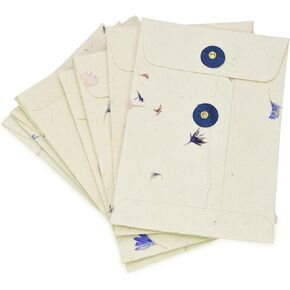 Kathmandu Valley Co. Handmade Lokta Paper Envelope with String-tie Button Closure Pocket Folder Document Sleeve, for Invitations, Mailers, 4.5 x 6.5 inches, 10 Pack. Made in Nepal. (Forest Wanderer)