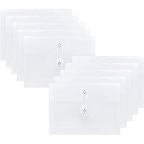 10 Pieces 4X6 Small Plastic Horizontal Filing Envelopes with String Closure Top Opening Folder Envelopes Cash Receipt Cards Storage Holder for Office School or Home
