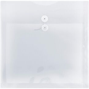 JAM PAPER Plastic Envelopes with Button & String Tie Closure - Large Square - 13 x 13 - Blue - 12/Pack