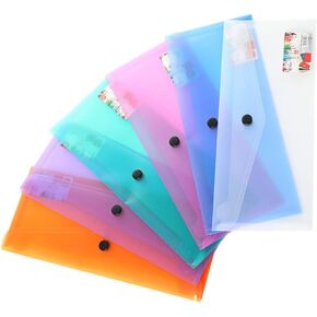 6Pcs Plastic Envelopes Envelopes Bulk Document Envelopes Button Folder Reusable Letter A4 Size Clear Files Folders for Office