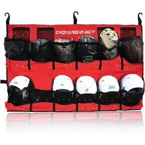 PowerNet PowerPro Hanging Helmet Organizer Bag for Baseball Softball Teams | Holds Up To 12 Helmets | Rolls Up With Buckle Closure And Carrying Straps | Dugout Roll Up Bag