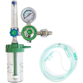 WX-YQ02 Oxygen Pressure Gas Regulator Inhaler O2 Pressure Reducer Oxygen Gauge Flow Meter,Buoy Type Female Thread and Tube