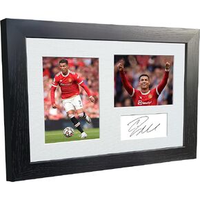 Kitbags & Lockers 12x8 A4 Cristiano Ronaldo Manchester United Signed Autograph Photo Photograph Picture Frame Poster Gift, Black, 323mm x 342mm x 1.5mm
