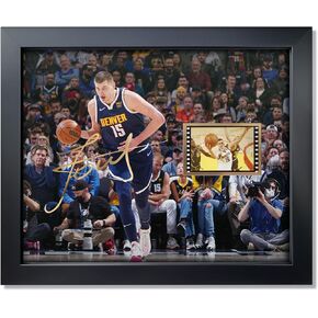 Basketball Artwork Signed Nikola Jokic Framed Poster Photo Film Collage,Denver Nuggets Memorabilia Gifts for Fans on Birthday/Christmas/Valentine's Day 10x8 Inches