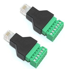 2Pcs RJ11 Male to 6 Pins Screw Terminal Block Adapter for Cat3 Telephone Handset Cords Extender, RJ12 6P6C Modular Connector