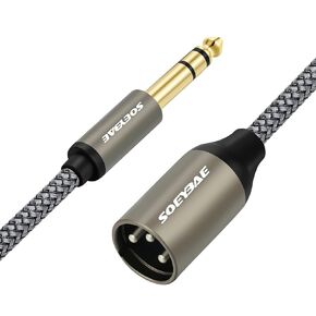 6.35mm (1/4 Inch) TRS Male to XLR Male 3M/10FT,Nylon Braid Balanced Interconnect Cord Patch Cable，for Microphones, Mixers, Power amps