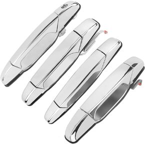 Exterior Door Handle Chrome fit for 2007 2008 2009 2010 2011 2012 2013 Chevy Silverado 1500 2500 Tahoe Suburban Avalanche GMC Sierra Yukon Cadillac Escalade, Set of 4, Front Rear Left Right Outside