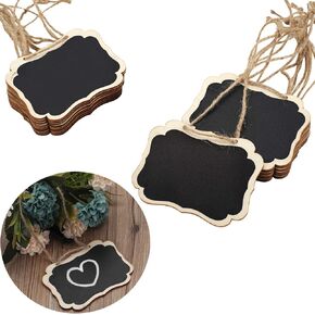 16 Pack Chalkboard Tags with Hanging String, Double Sided Blackboard Wooden Mini Chalkboard Signs, Erasable Message Board Signs for Wedding or Party Decorations, Food Tags