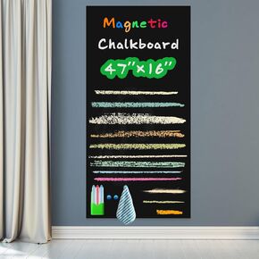 Magnetic Chalkboard Contact Paper for Wall 47"×18"Self Adhesive Blackboard Wall Paper Sticker,Suitable for use as Bulletin Boards, to-do Lists, and Home Graffiti Walls at Home or School