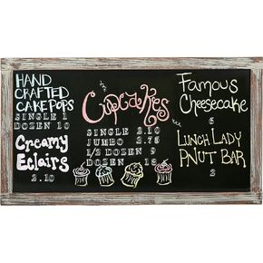 MyGift 35-Inch Wall-Mounted Chalkboard Sign, Vertical/Horizontal Hanging Torched Wood Frame Erasable Message Board