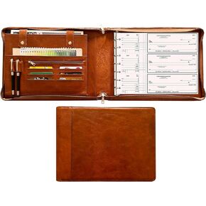 7 Ring Check Binder for Business Checks, Checkbook Binder with Zipper for 3-up Business Checks,Personalized Check Book Portfolio for 9 x 13 inch Sheets 600 Check, Check Holders for Men/Women